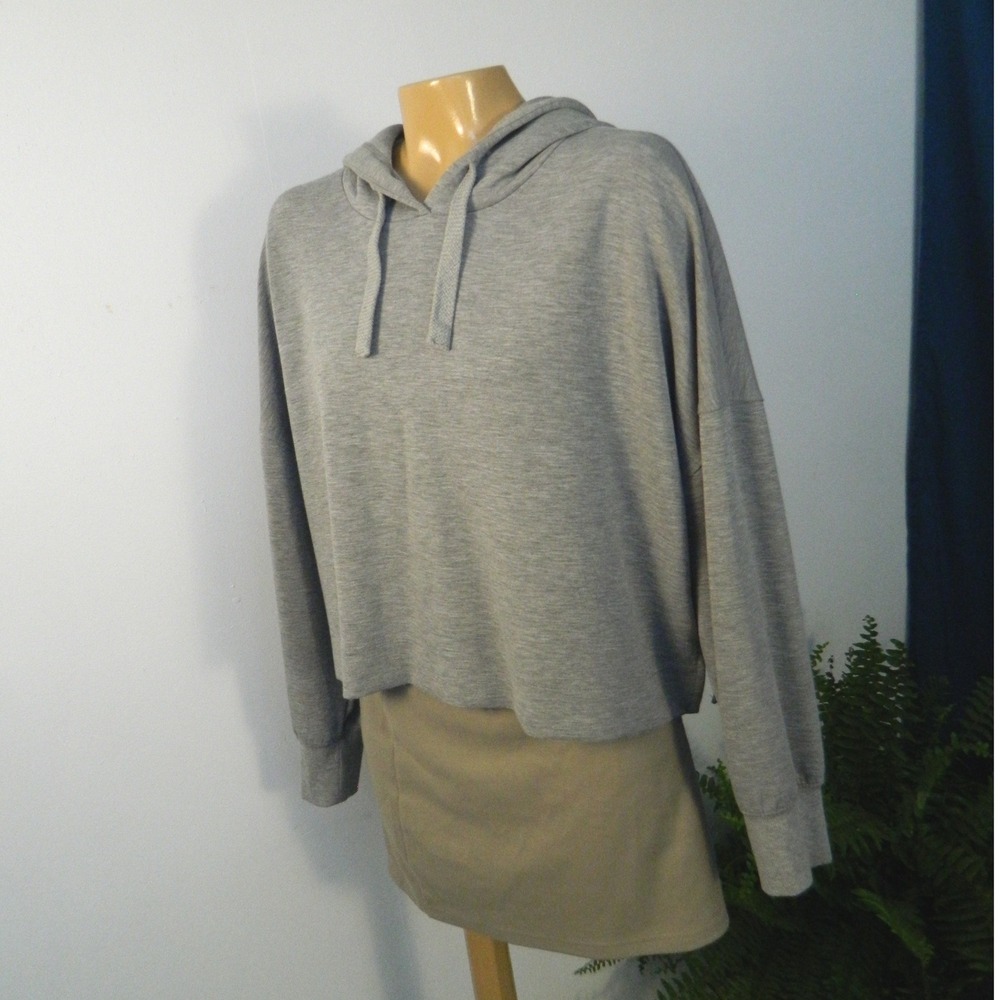 Simply Southern Hoodie Women Large Gray Cropped Relaxed Fit Boxy Sweatshirt